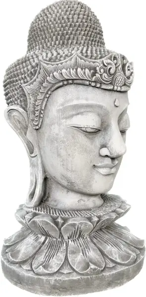 Product image 4 of the product “Champa - Buddha Head on Lotus bud, 50cm H | cast stone ”
